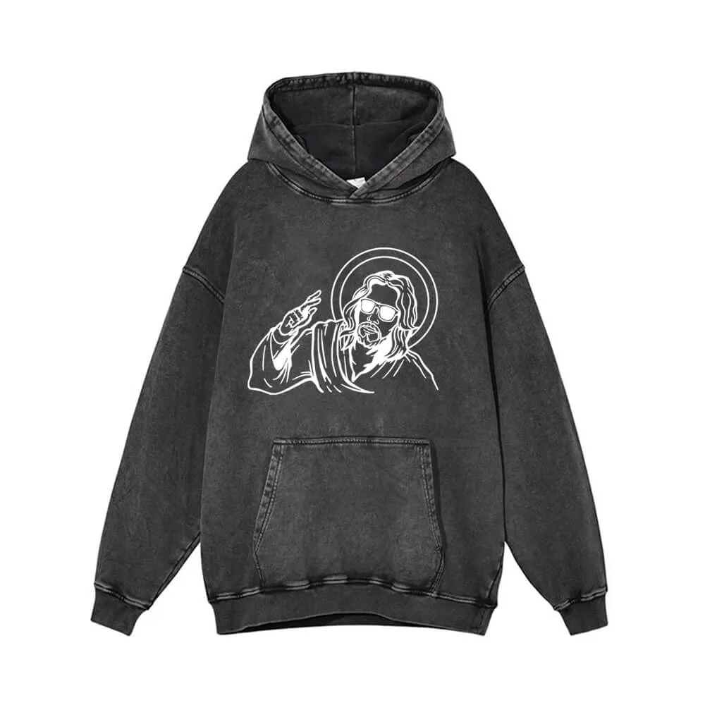 Jesus Wearing Sunglasses Vintage Washed Hoodie sold by GTHIC