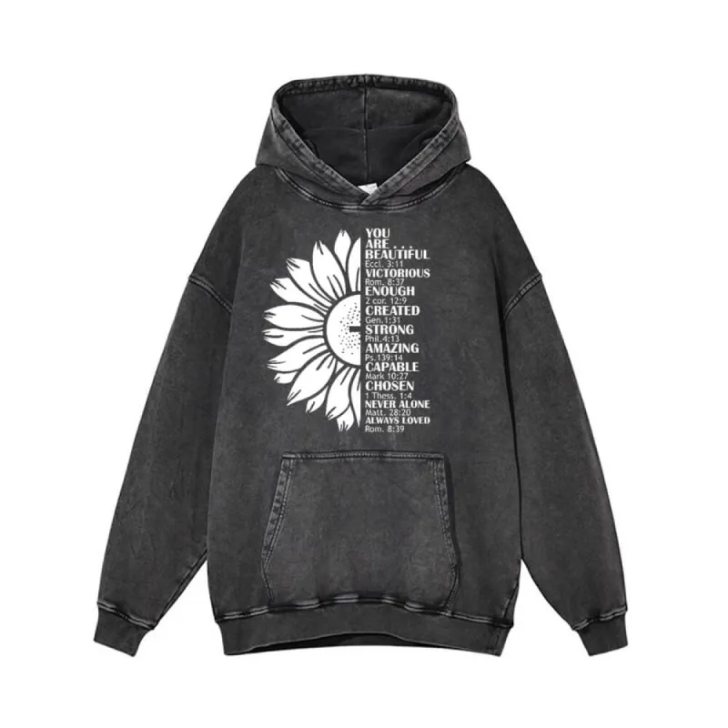 Half Flower You Are Beautiful Vintage Washed Hoodie sold by GTHIC