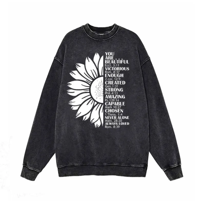 Half Flower You Are Beautiful Vintage Washed Sweatshirt sold by GTHIC