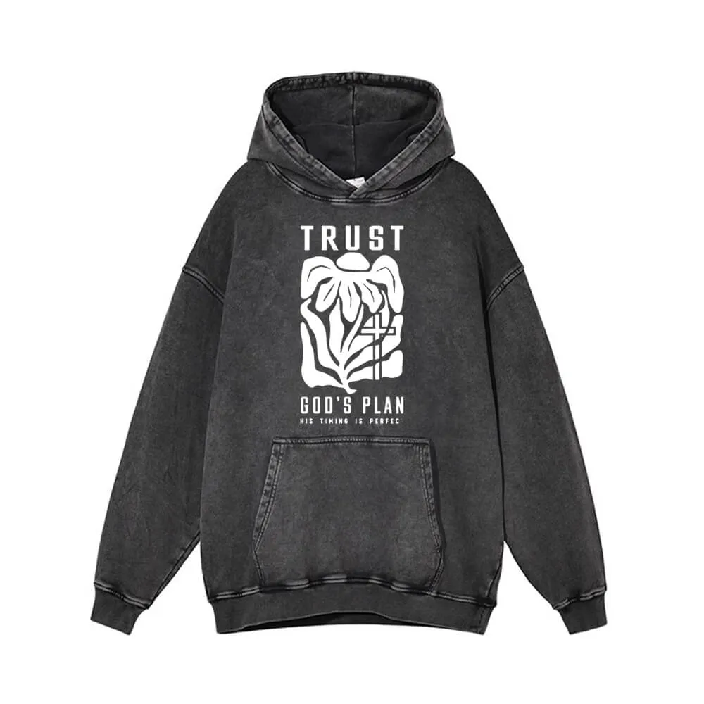 Trust God’s Plan Floral Cross Vintage Washed Hoodie sold by GTHIC
