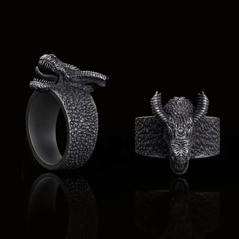 Broken Horn Ferocious Dragon Sterling Silver Ring sold by GTHIC
