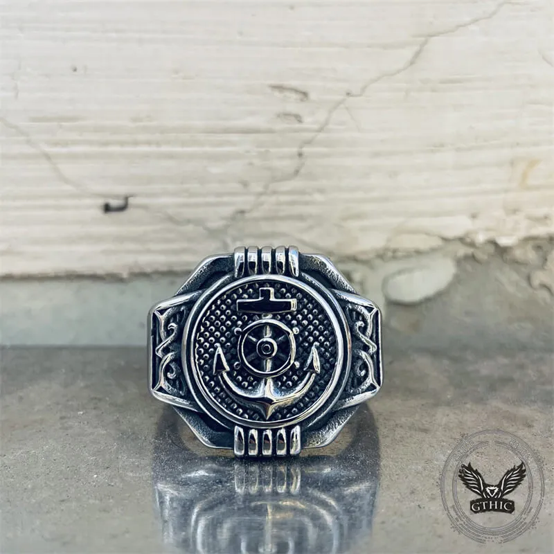 Vintage Compass Anchor Stainless Steel Marine Ring sold by GTHIC product image thumbnail 5
