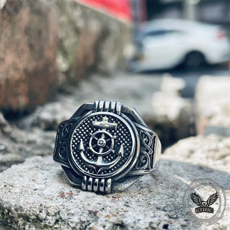 Vintage Compass Anchor Stainless Steel Marine Ring sold by GTHIC product image thumbnail 3