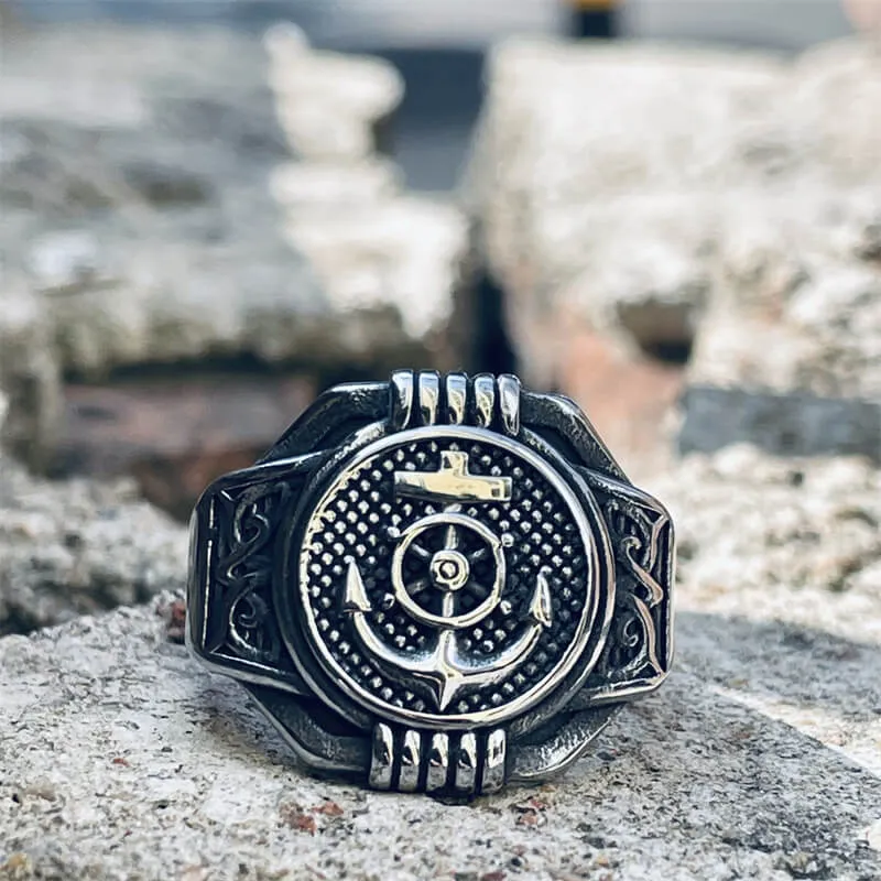Vintage Compass Anchor Stainless Steel Marine Ring sold by GTHIC