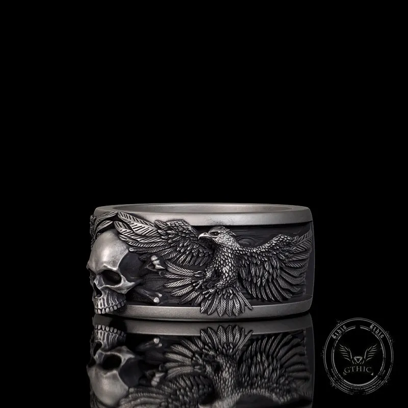 Skull Double Eagle Sterling Silver Ring sold by GTHIC product image thumbnail 5