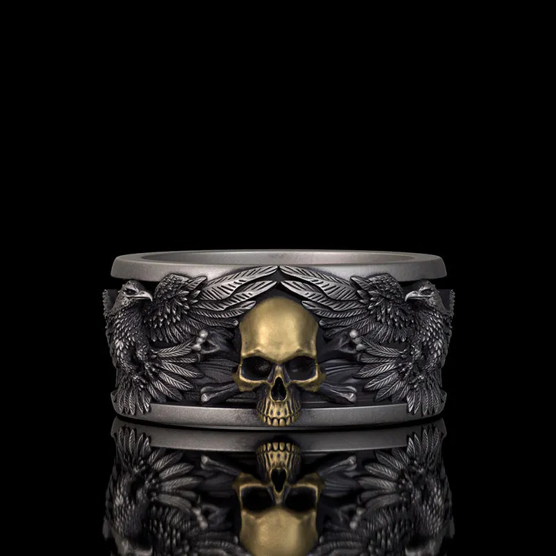 Skull Double Eagle Sterling Silver Ring sold by GTHIC product image thumbnail 2