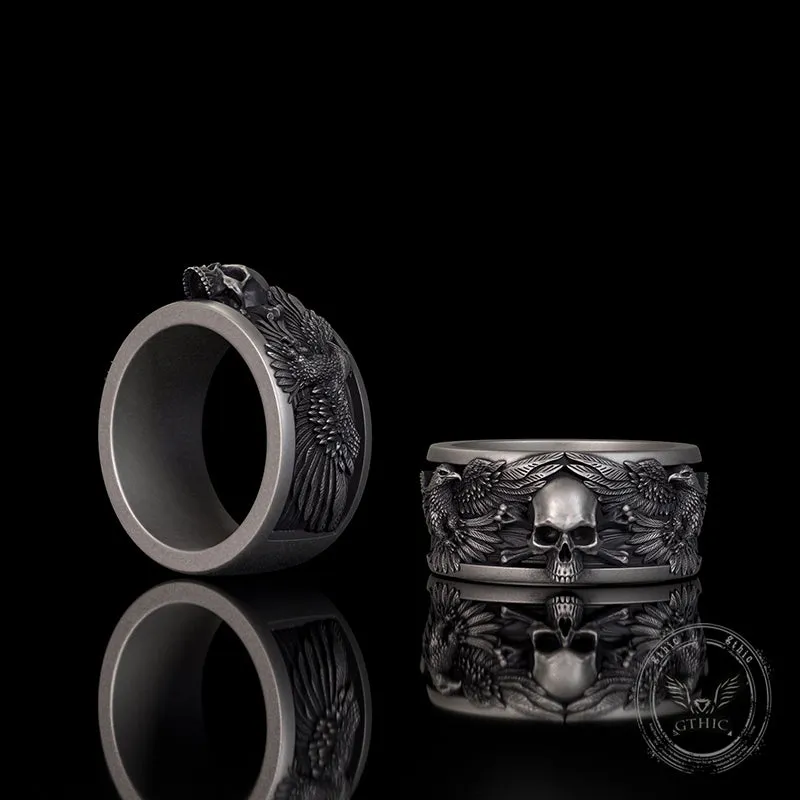 Skull Double Eagle Sterling Silver Ring sold by GTHIC product image thumbnail 3