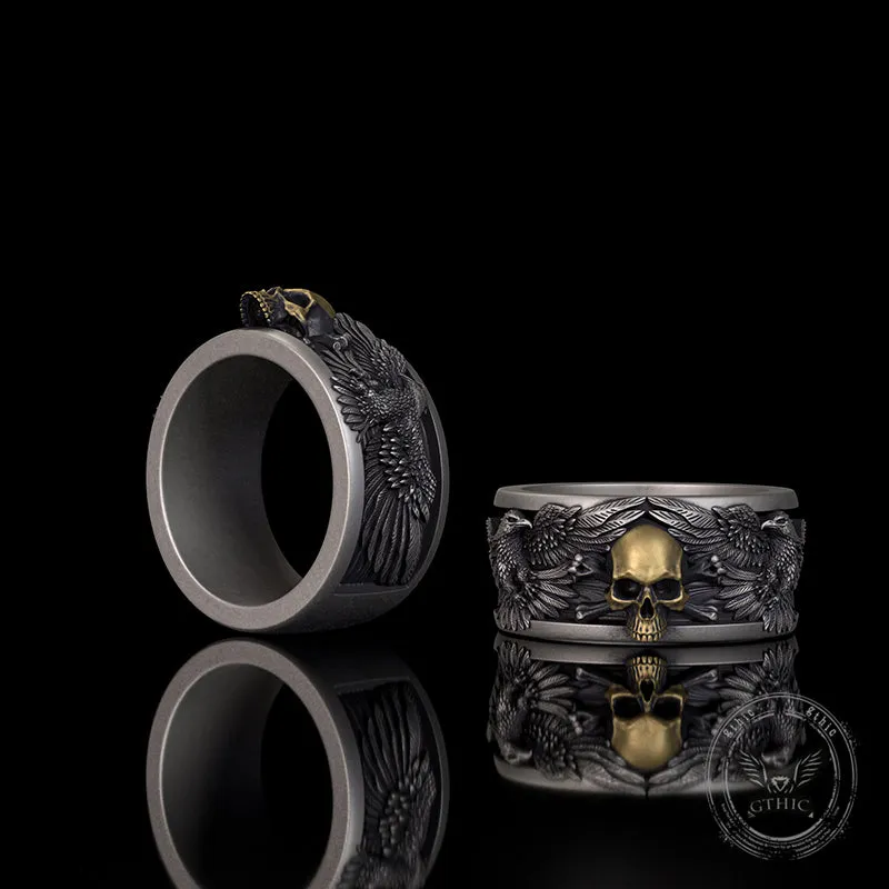 Skull Double Eagle Sterling Silver Ring sold by GTHIC product image thumbnail 4