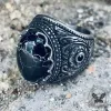Cracked Black Turquoise Patterned Stainless Steel Ring sold by GTHIC