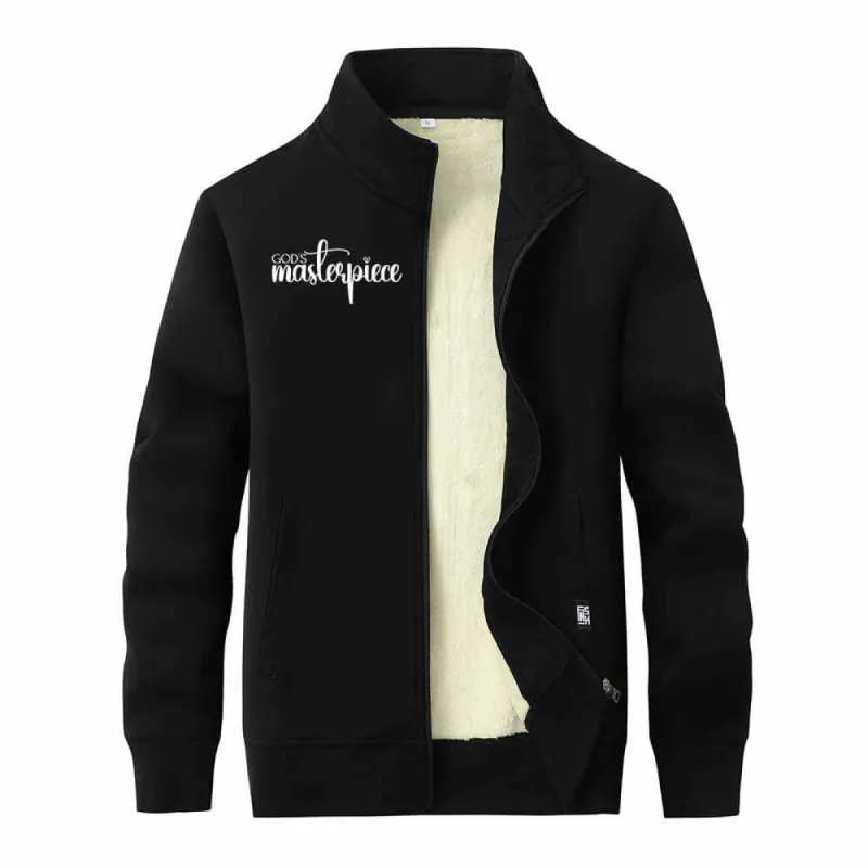 God's Masterpiece Letters Stand Collar Zip Fleece Sherpa Cardigan sold by GTHIC