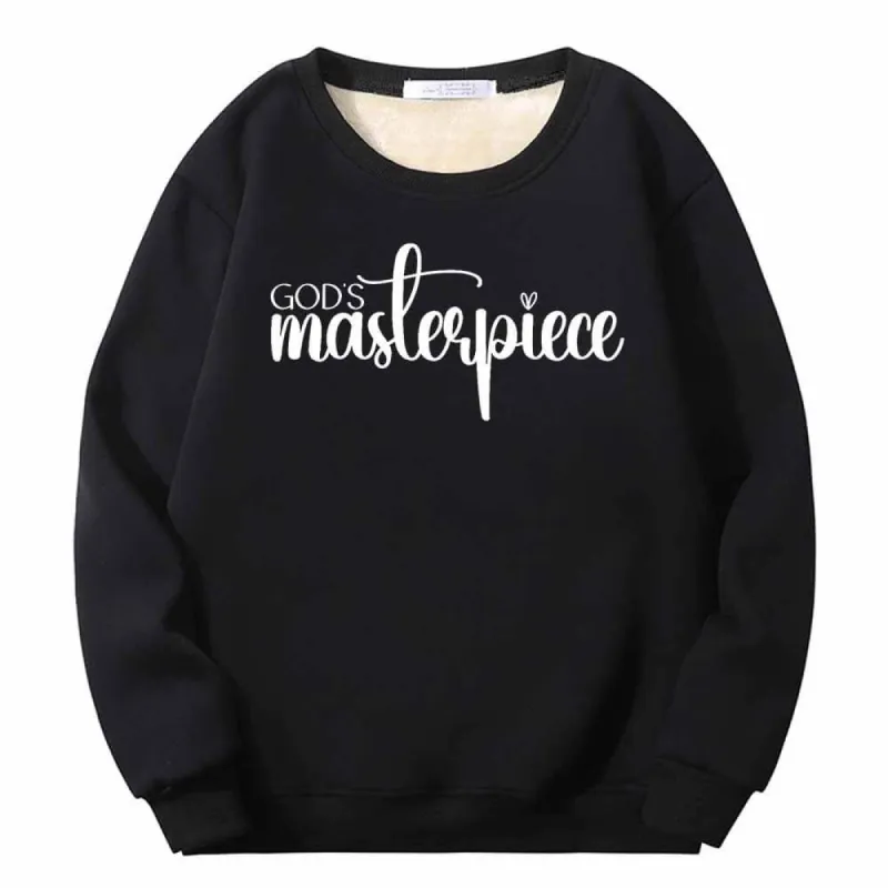 God's Masterpiece Letters Crew Collar Fleece Sherpa Sweatshirt sold by GTHIC