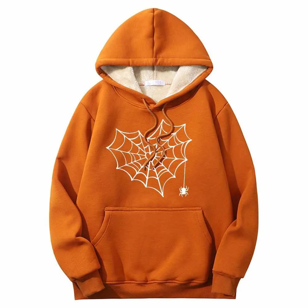 Heart Spiderweb Pattern Warm Fleece Sherpa Lined Hoodie sold by GTHIC product image thumbnail 3