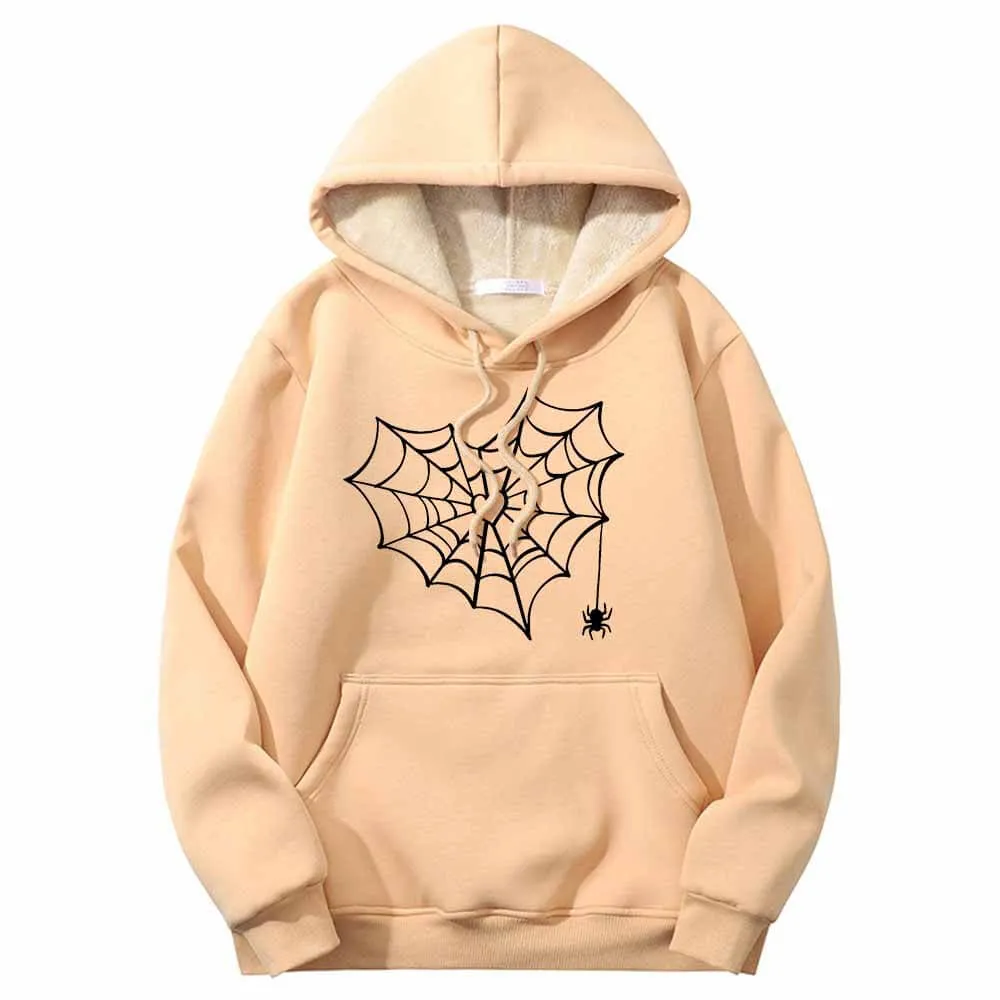 Heart Spiderweb Pattern Warm Fleece Sherpa Lined Hoodie sold by GTHIC product image thumbnail 4