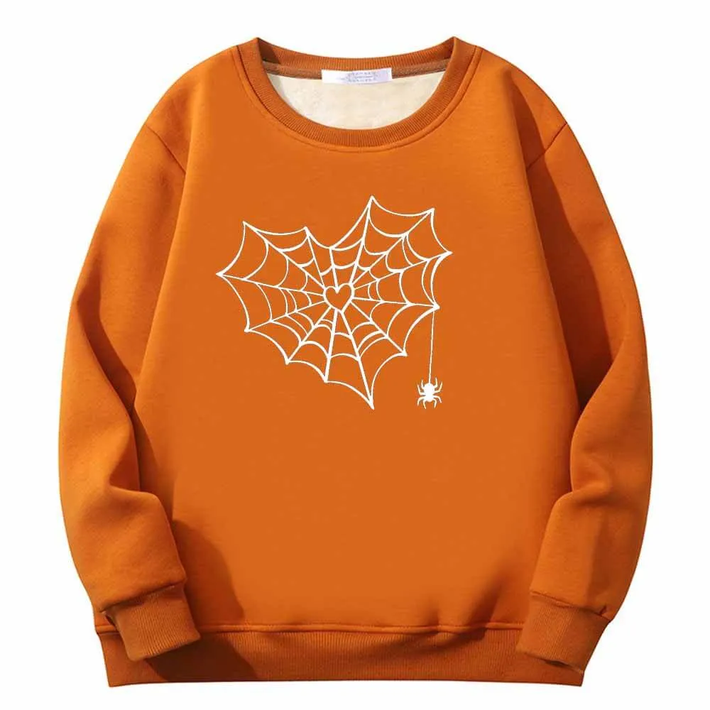 Heart Spiderweb Pattern Crew Collar Fleece Sherpa Sweatshirt sold by GTHIC product image thumbnail 3