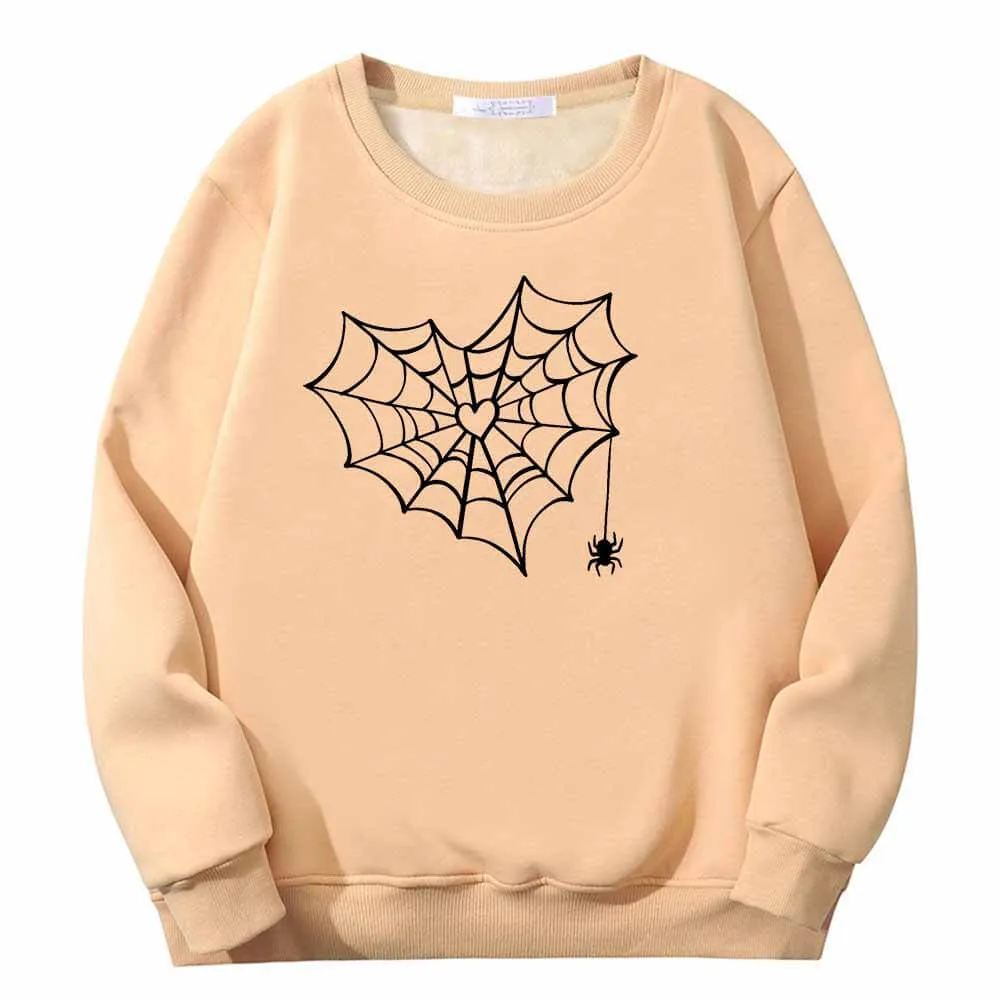 Heart Spiderweb Pattern Crew Collar Fleece Sherpa Sweatshirt sold by GTHIC product image thumbnail 4