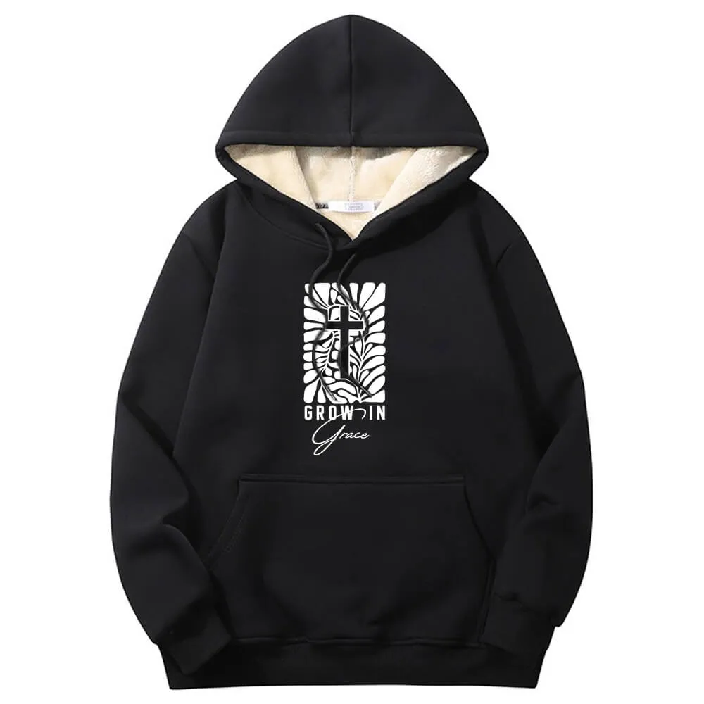Grow In Grace Cross Crew Collar Fleece Sherpa Hoodie sold by GTHIC