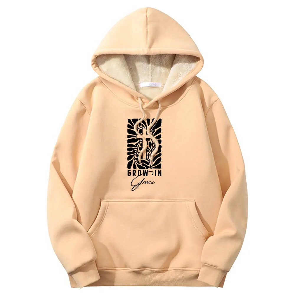 Grow In Grace Cross Crew Collar Fleece Sherpa Hoodie sold by GTHIC product image thumbnail 3
