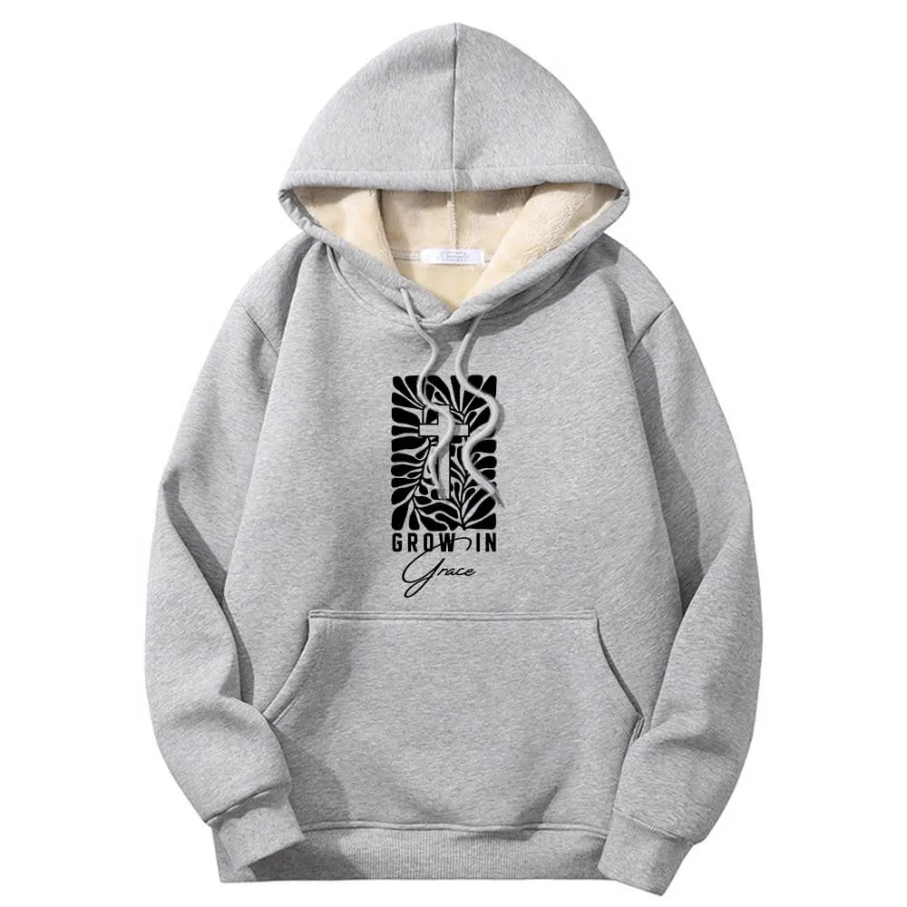 Grow In Grace Cross Crew Collar Fleece Sherpa Hoodie sold by GTHIC product image thumbnail 4