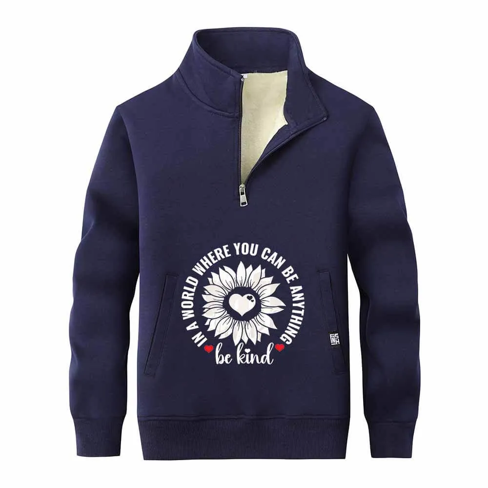Be Kind Heart Flower Fleece Stand Collar Zip Sweatshirt sold by GTHIC product image thumbnail 3