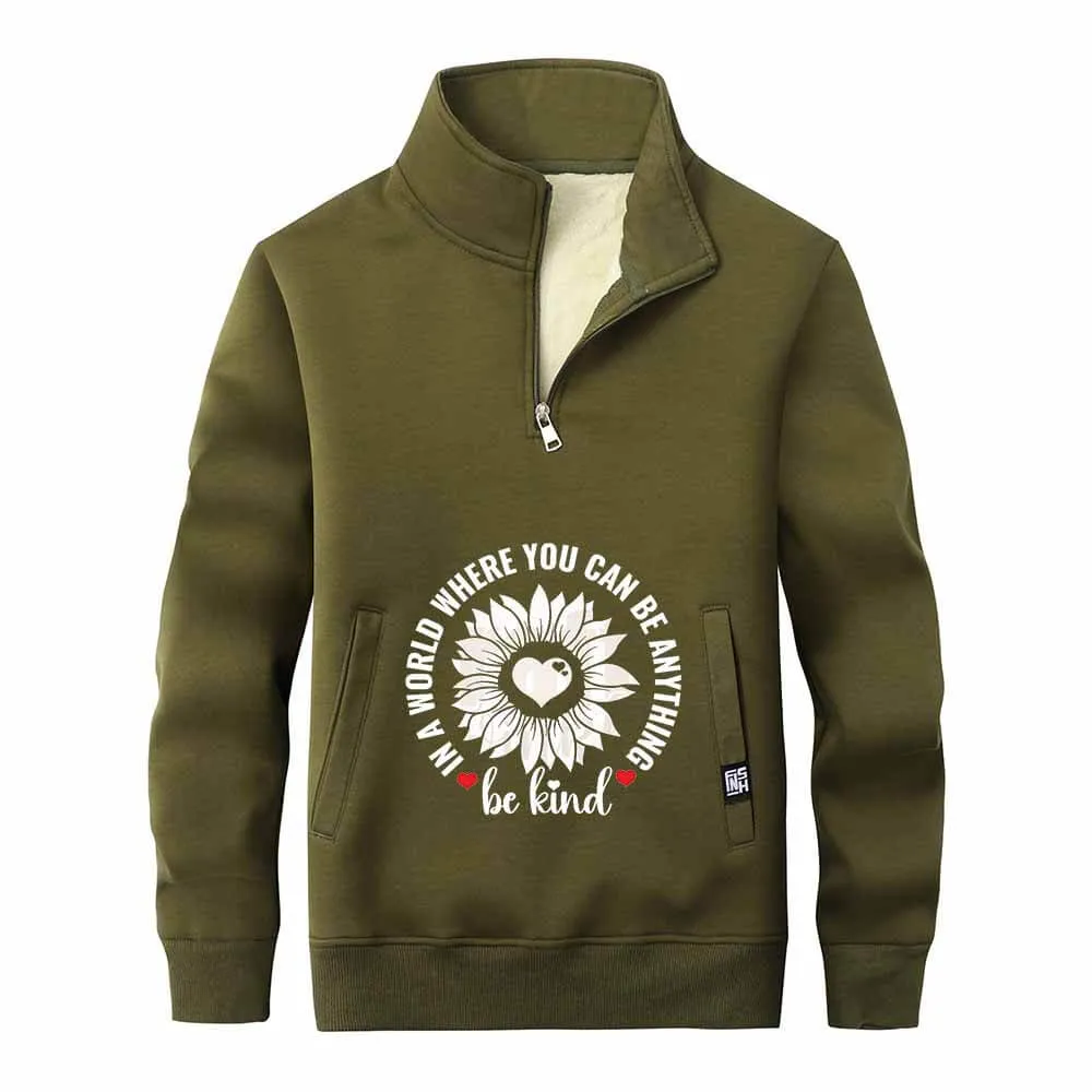 Be Kind Heart Flower Fleece Stand Collar Zip Sweatshirt sold by GTHIC product image thumbnail 4