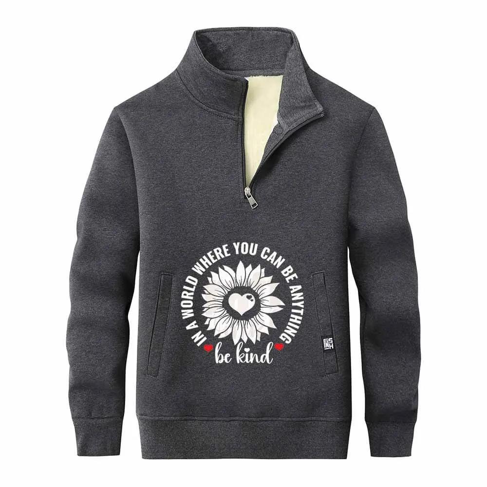 Be Kind Heart Flower Fleece Stand Collar Zip Sweatshirt sold by GTHIC product image thumbnail 2