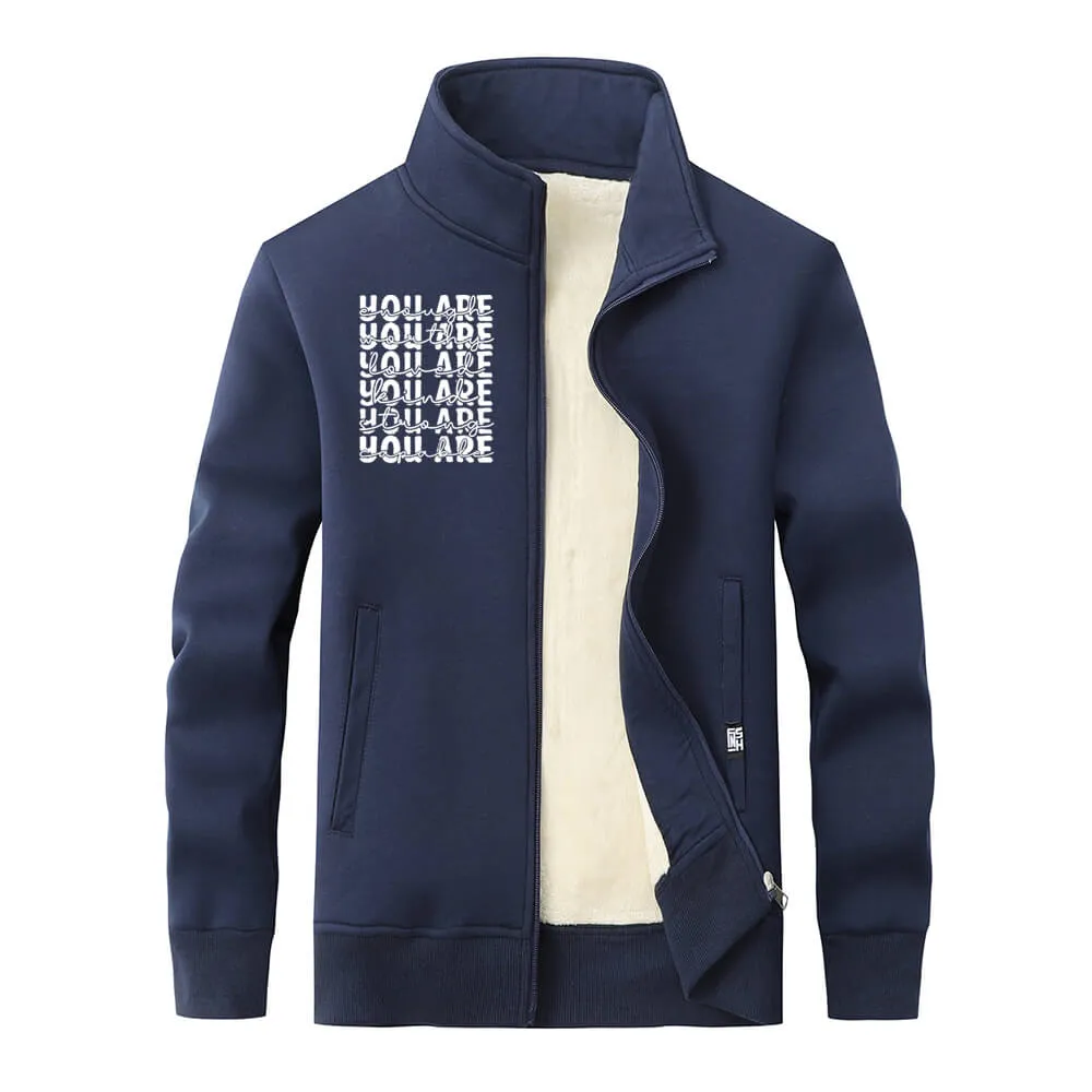 You Are Worthy And Loved Stand Collar Zip Fleece Cardigan sold by GTHIC product image thumbnail 2