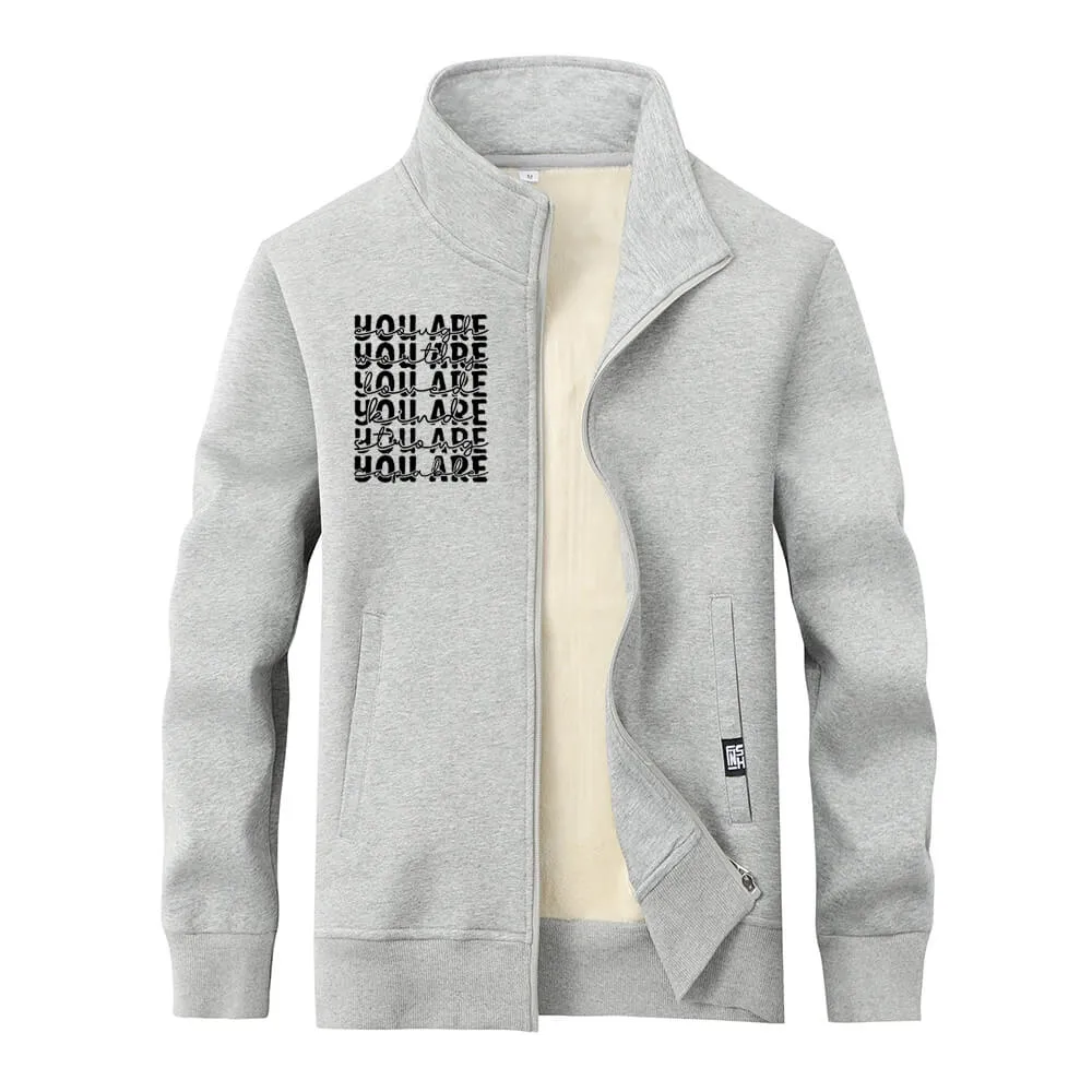 You Are Worthy And Loved Stand Collar Zip Fleece Cardigan sold by GTHIC product image thumbnail 4