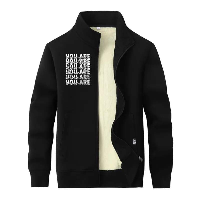 You Are Worthy And Loved Stand Collar Zip Fleece Cardigan sold by GTHIC