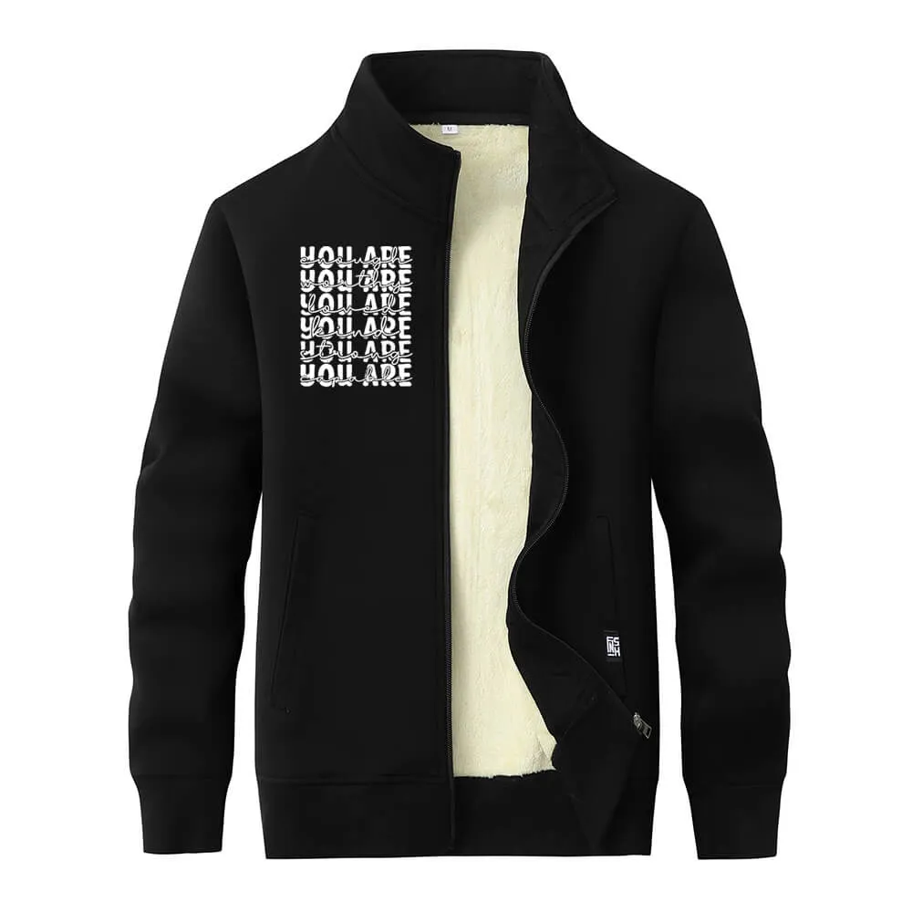You Are Worthy And Loved Stand Collar Zip Fleece Cardigan sold by GTHIC
