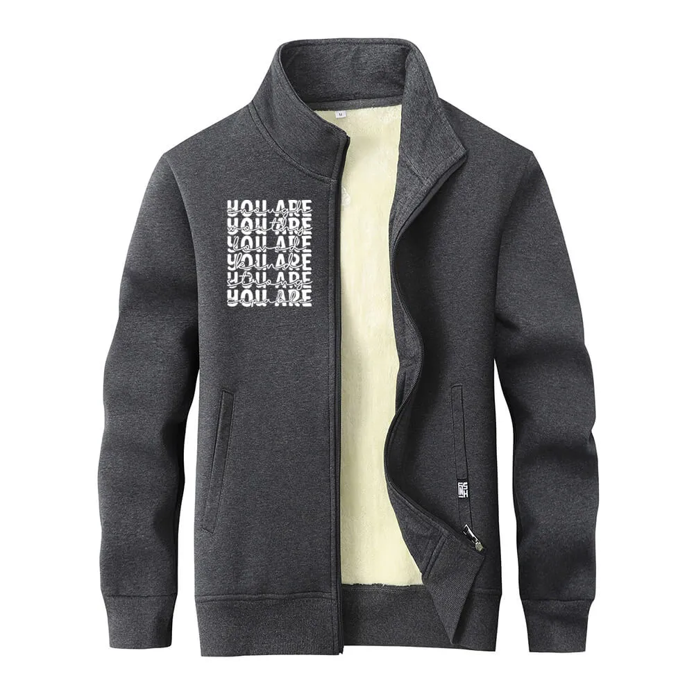 You Are Worthy And Loved Stand Collar Zip Fleece Cardigan sold by GTHIC product image thumbnail 3