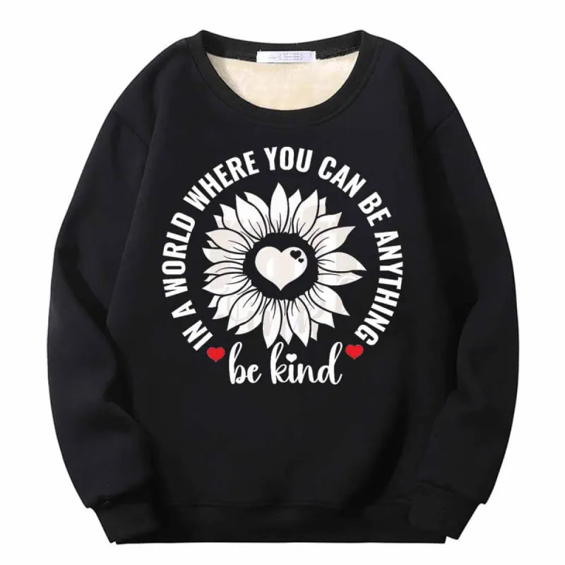 Be Kind Heart Flower Fleece Crew Collar Sweatshirt sold by GTHIC