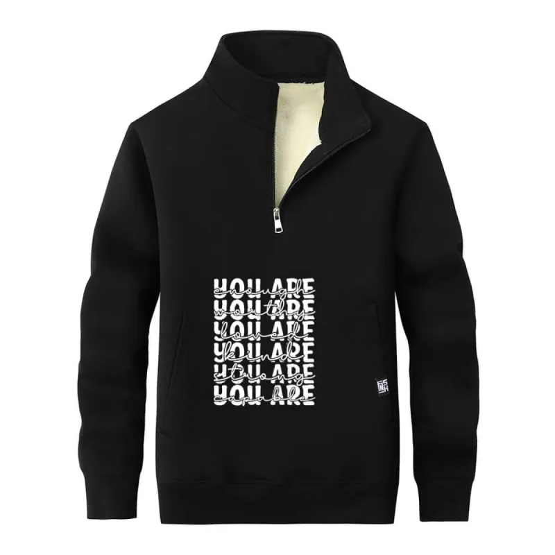 You Are Worthy And Loved Stand Collar Zip Fleece Sweatshirt sold by GTHIC