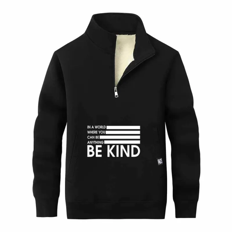 Be Kind American Flag Fleece Stand Collar Zip Sweatshirt sold by GTHIC