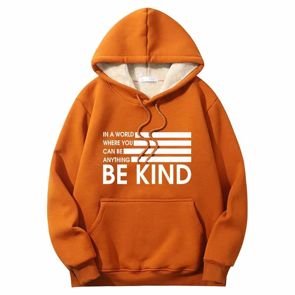 Be Kind American Flag Warm Fleece Sherpa Lined Hoodie sold by GTHIC product image thumbnail 3