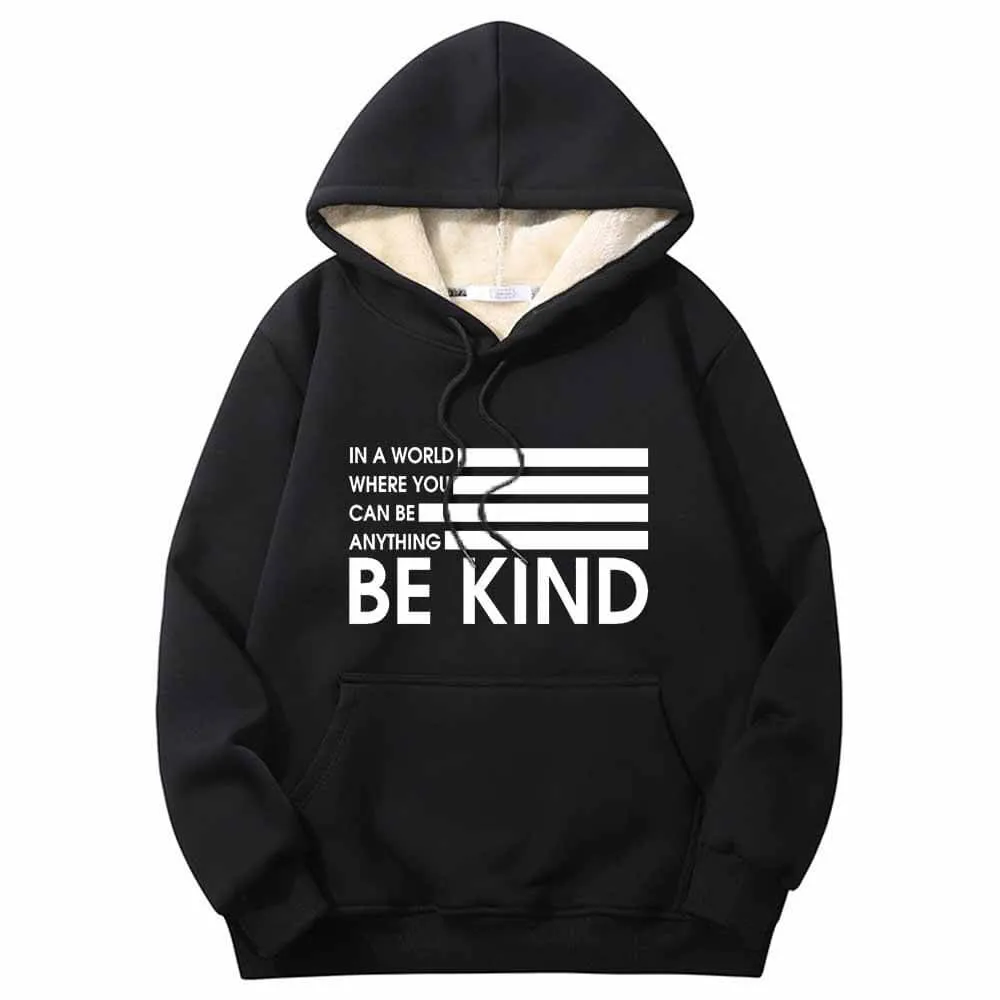 Be Kind American Flag Warm Fleece Sherpa Lined Hoodie sold by GTHIC