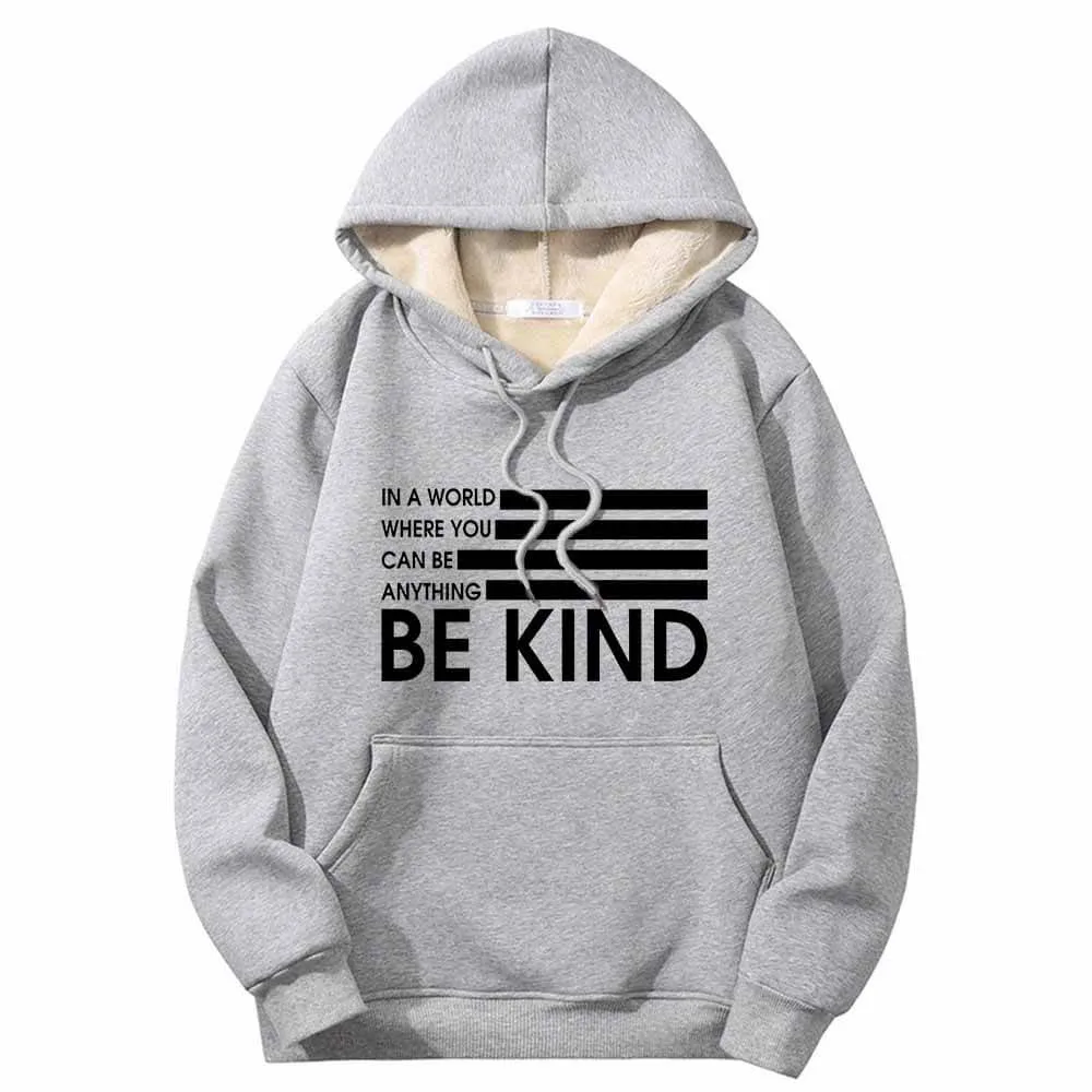 Be Kind American Flag Warm Fleece Sherpa Lined Hoodie sold by GTHIC product image thumbnail 5