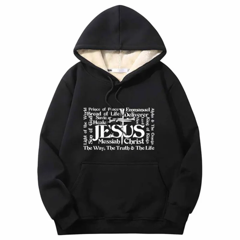 Jesus Cross Christian Warm Fleece Sherpa Lined Hoodie sold by GTHIC