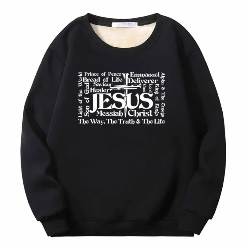 Jesus Cross Christian Crew Collar Fleece Sherpa Sweatshirt sold by GTHIC