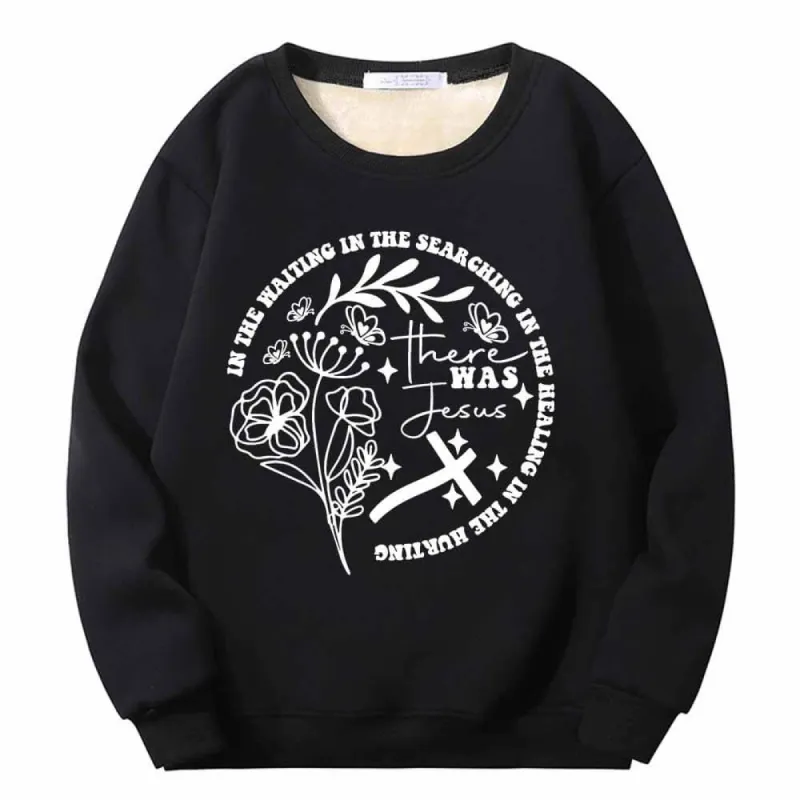 There Was Jesus Flowers Cross Crew Collar Fleece Sweatshirt sold by GTHIC