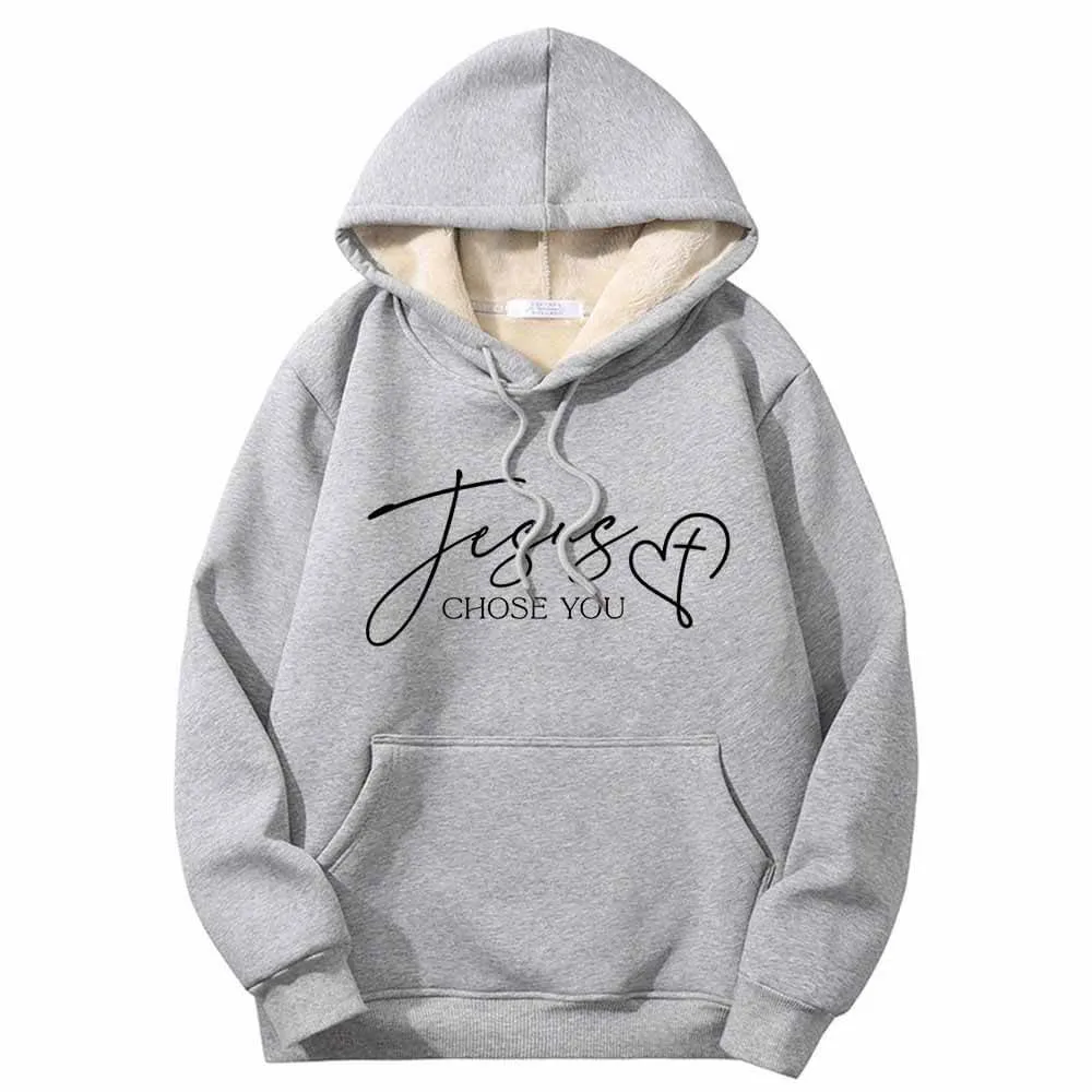 Jesus Chose You Christian Crew Collar Fleece Sherpa Hoodie sold by GTHIC product image thumbnail 5