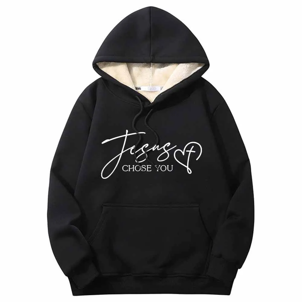 Jesus Chose You Christian Crew Collar Fleece Sherpa Hoodie sold by GTHIC