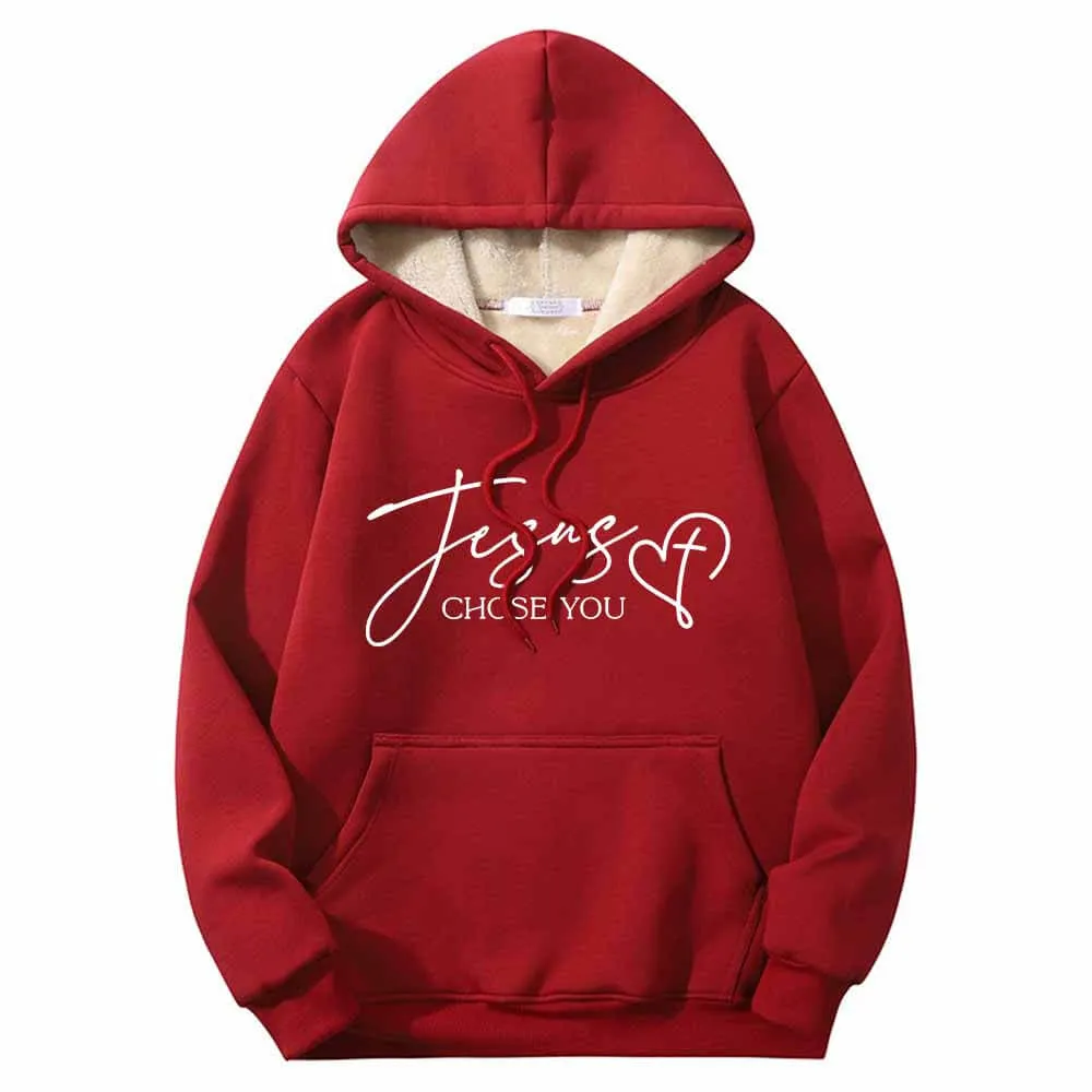 Jesus Chose You Christian Crew Collar Fleece Sherpa Hoodie sold by GTHIC product image thumbnail 2