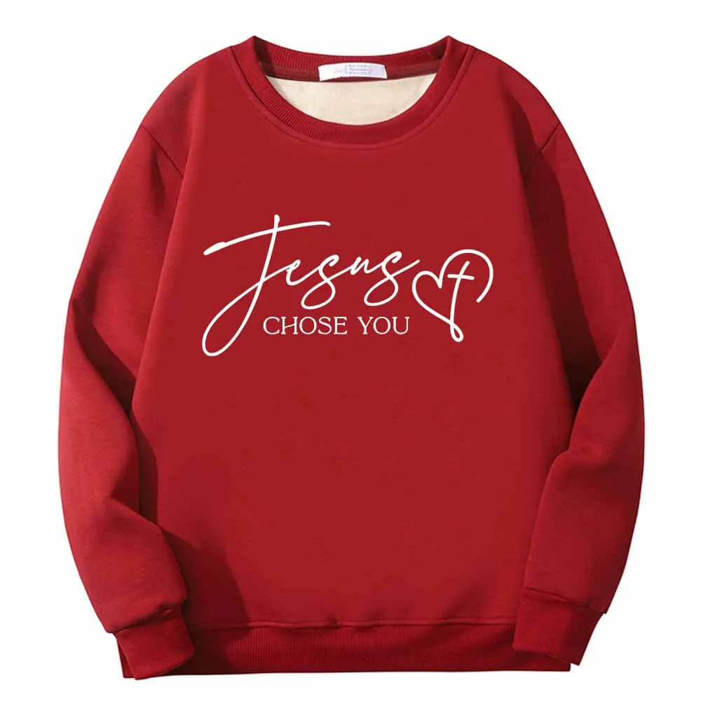 Jesus Chose You Christian Crew Collar Fleece Sherpa Sweatshirt sold by GTHIC product image thumbnail 2