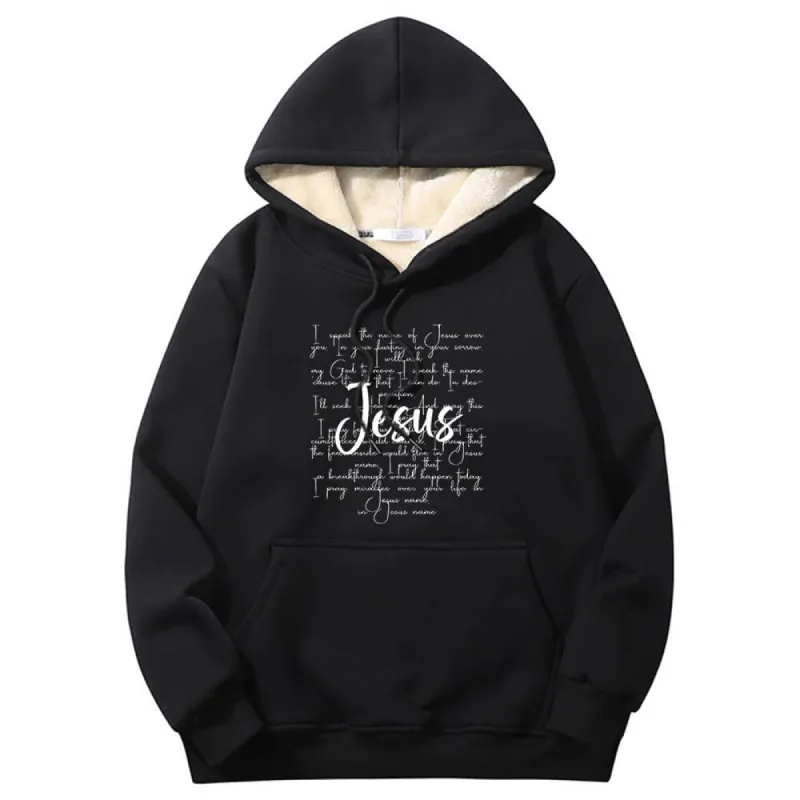 I Speak The Name Of Jesus Crew Collar Fleece Sherpa Hoodie sold by GTHIC