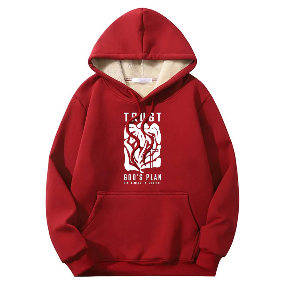 Trust God’s Plan Floral Cross Crew Collar Fleece Sherpa Hoodie sold by GTHIC product image thumbnail 2