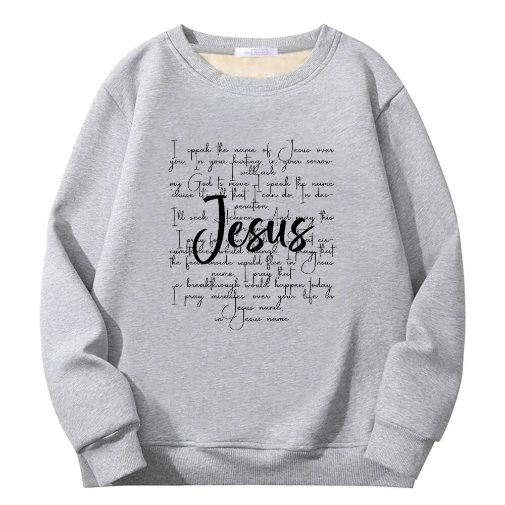 I Speak The Name Of Jesus Crew Collar Fleece Sherpa Sweatshirt sold by GTHIC product image thumbnail 5