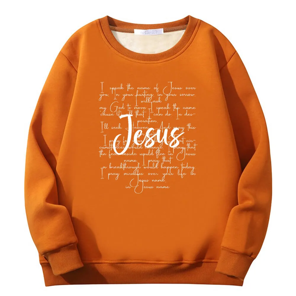 I Speak The Name Of Jesus Crew Collar Fleece Sherpa Sweatshirt sold by GTHIC product image thumbnail 3