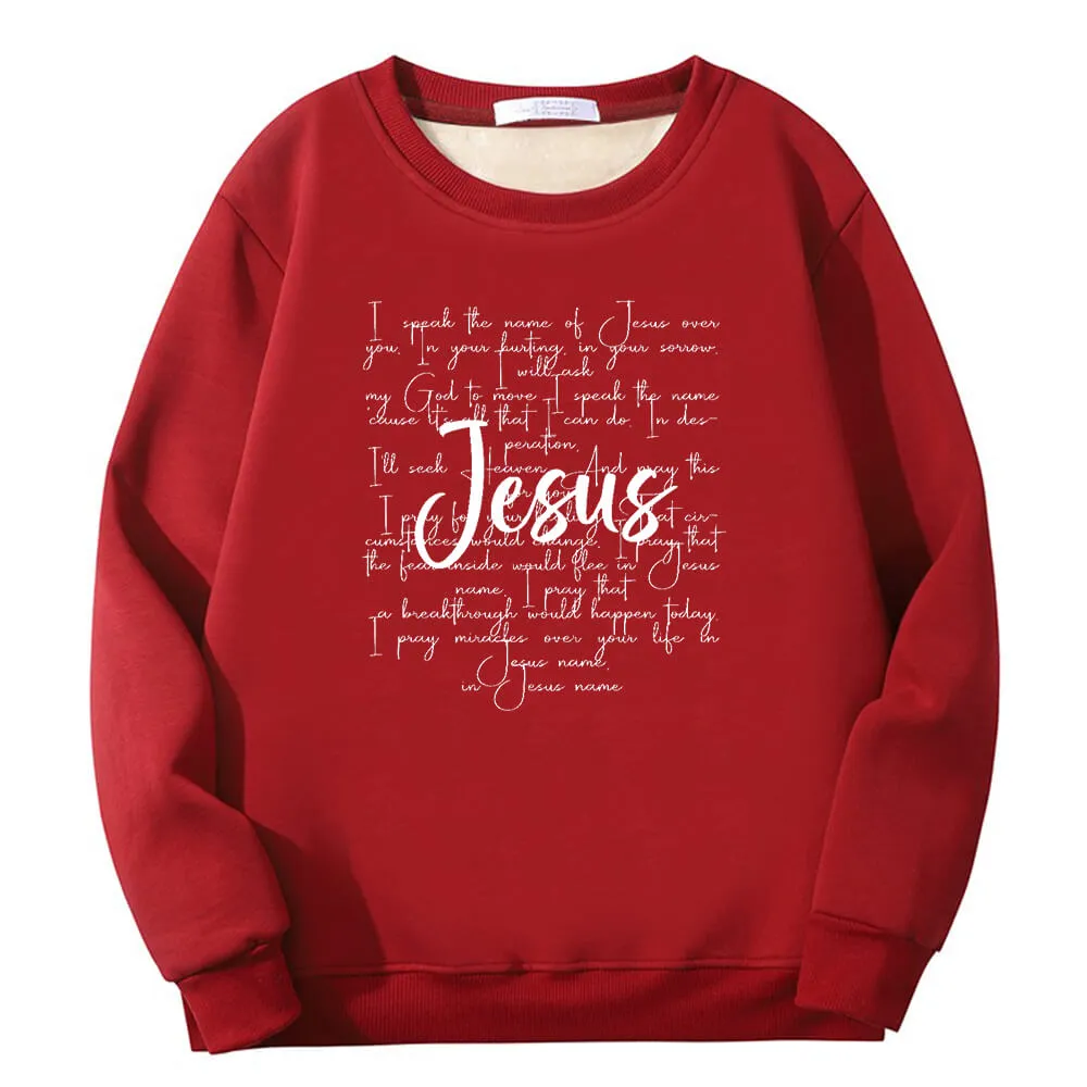 I Speak The Name Of Jesus Crew Collar Fleece Sherpa Sweatshirt sold by GTHIC product image thumbnail 2