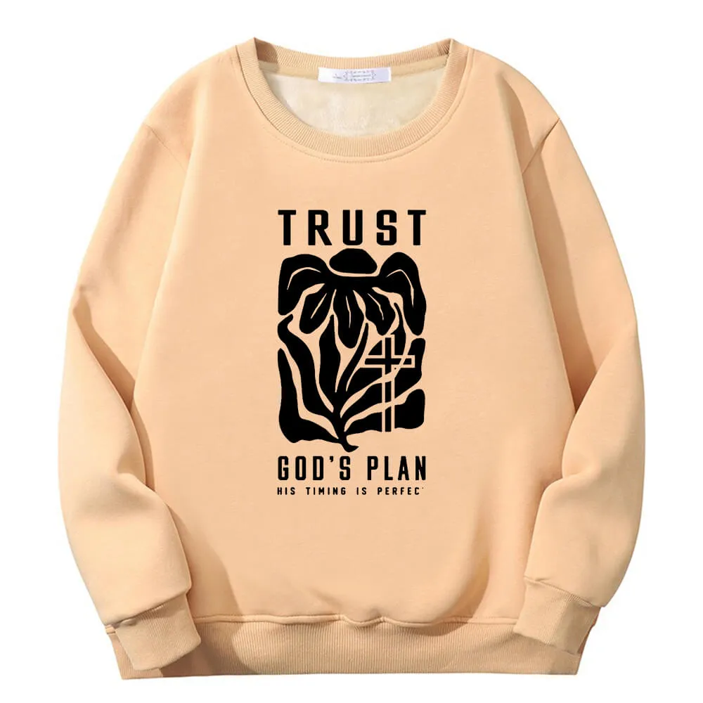Trust God’s Plan Floral Cross Crew Collar Fleece Sherpa Sweatshirt sold by GTHIC product image thumbnail 4