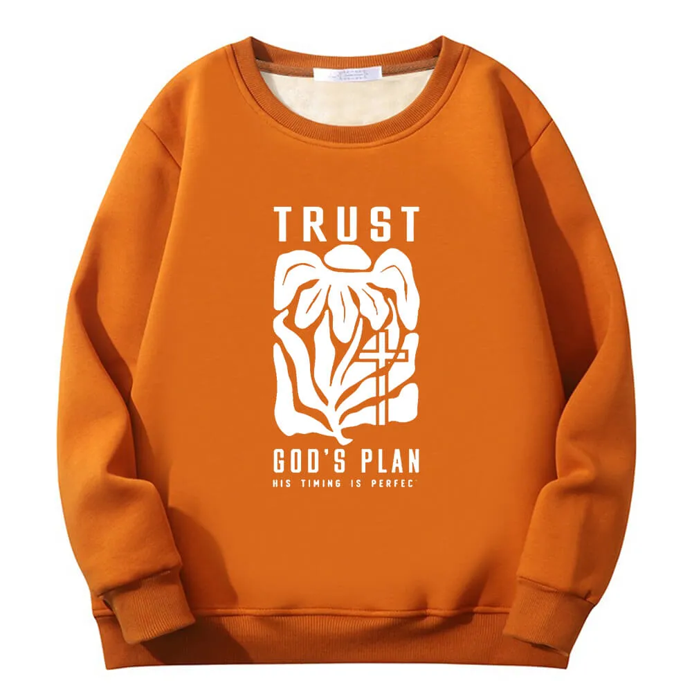 Trust God’s Plan Floral Cross Crew Collar Fleece Sherpa Sweatshirt sold by GTHIC product image thumbnail 3
